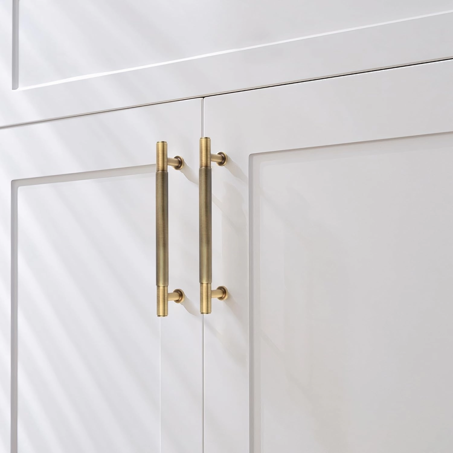 -5 Pack Antique Brass Kitchen Cabinet Pulls, 5 Inch Solid Brass Dresser Drawer Handles, Furniture Hardware Door Pulls for Cupborard Wardrobe Closet Vanity