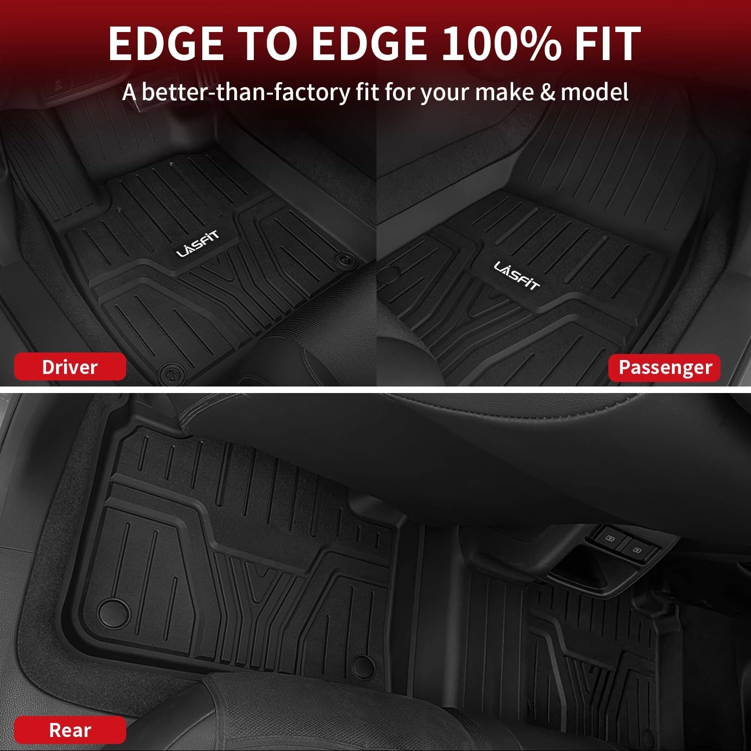 【Frequently Keep】 LASFIT Floor Mats for Honda Accord Sedan 2018 2019 2020 2021 2022 (Include Hybrid Models), All Weather TPE Custom Fit Floor Liners,1st and 2nd Row, Black