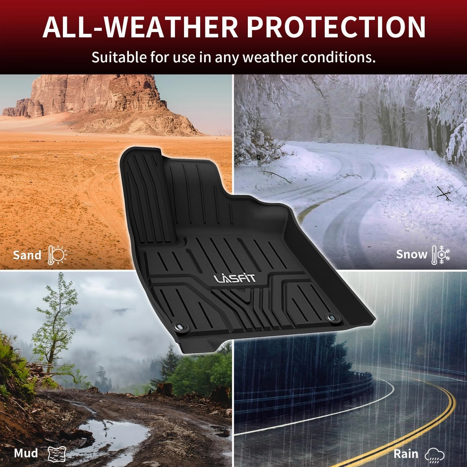 【Frequently Keep】 LASFIT Floor Mats for Honda Accord Sedan 2018 2019 2020 2021 2022 (Include Hybrid Models), All Weather TPE Custom Fit Floor Liners,1st and 2nd Row, Black