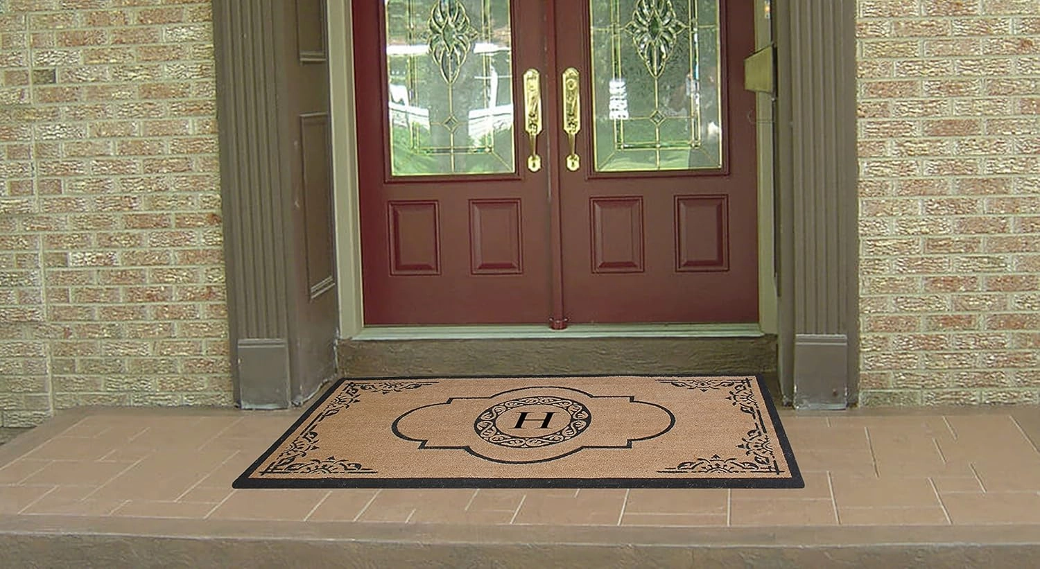 A1HC Natural Coir Monogrammed Door Mat for Front Door, 36x72, Anti-Shed Treated Durable Doormat for Outdoor Entrance, Heavy Duty, Thin Profile, Easy to Clean, Long Lasting, Front Door Entry Doormat