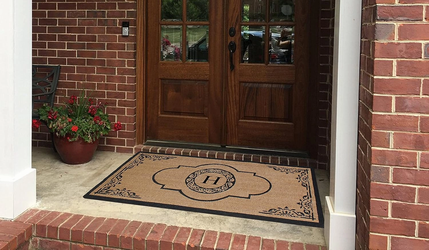 A1HC Natural Coir Monogrammed Door Mat for Front Door, 36x72, Anti-Shed Treated Durable Doormat for Outdoor Entrance, Heavy Duty, Thin Profile, Easy to Clean, Long Lasting, Front Door Entry Doormat