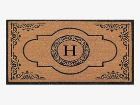 A1HC Natural Coir Monogrammed Door Mat for Front Door, 36x72, Anti-Shed Treated Durable Doormat for Outdoor Entrance, Heavy Duty, Thin Profile, Easy to Clean, Long Lasting, Front Door Entry Doormat
