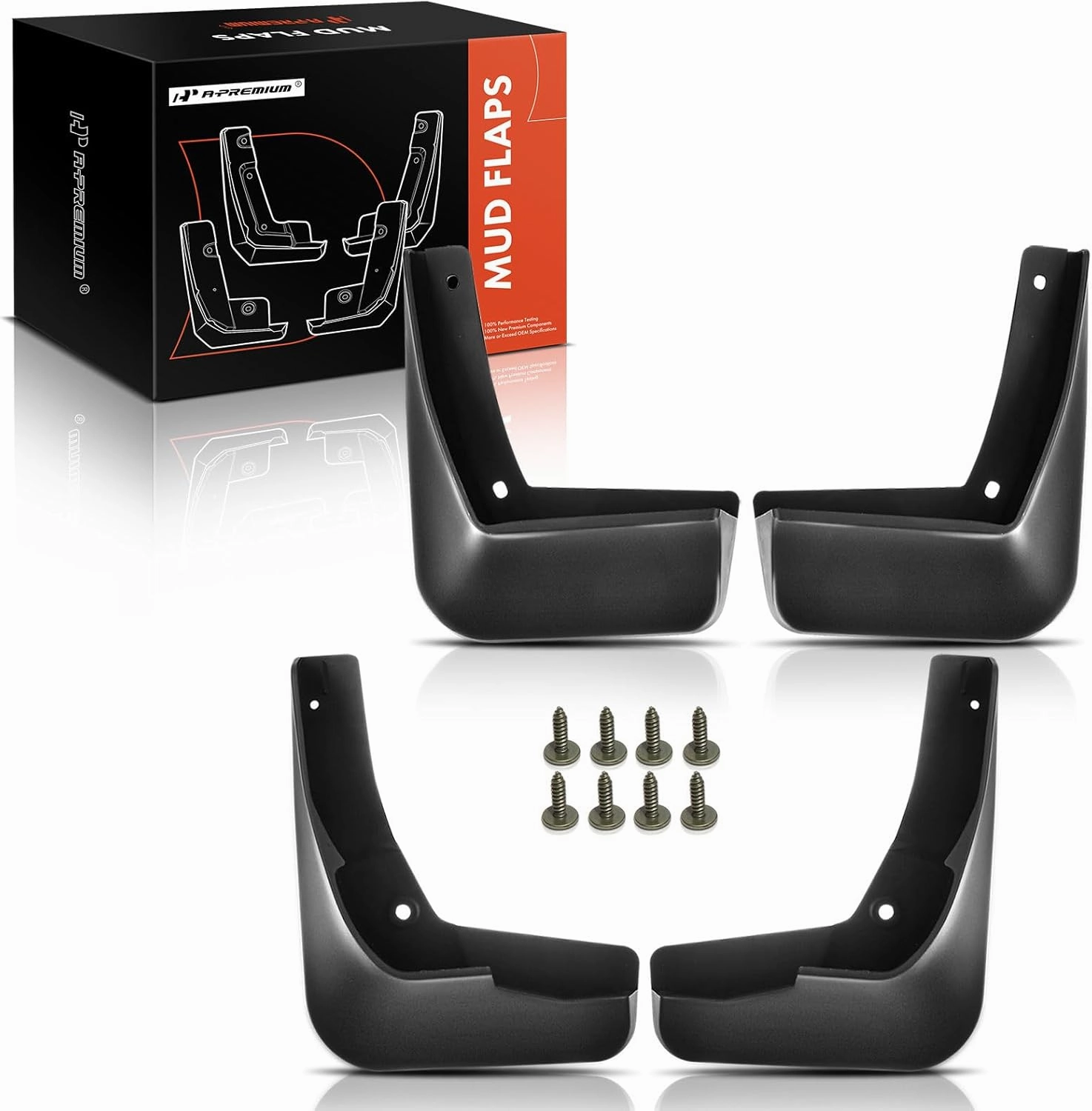 A-Premium Set of 4PCS Mud Flaps Splash Guards Mudguards Mudflaps with Hardware Compatible with Chevrolet Malibu, 2016 2017 2018, Sedan Only, Black Color, Front and Rear (Driver & Passenger Sides)