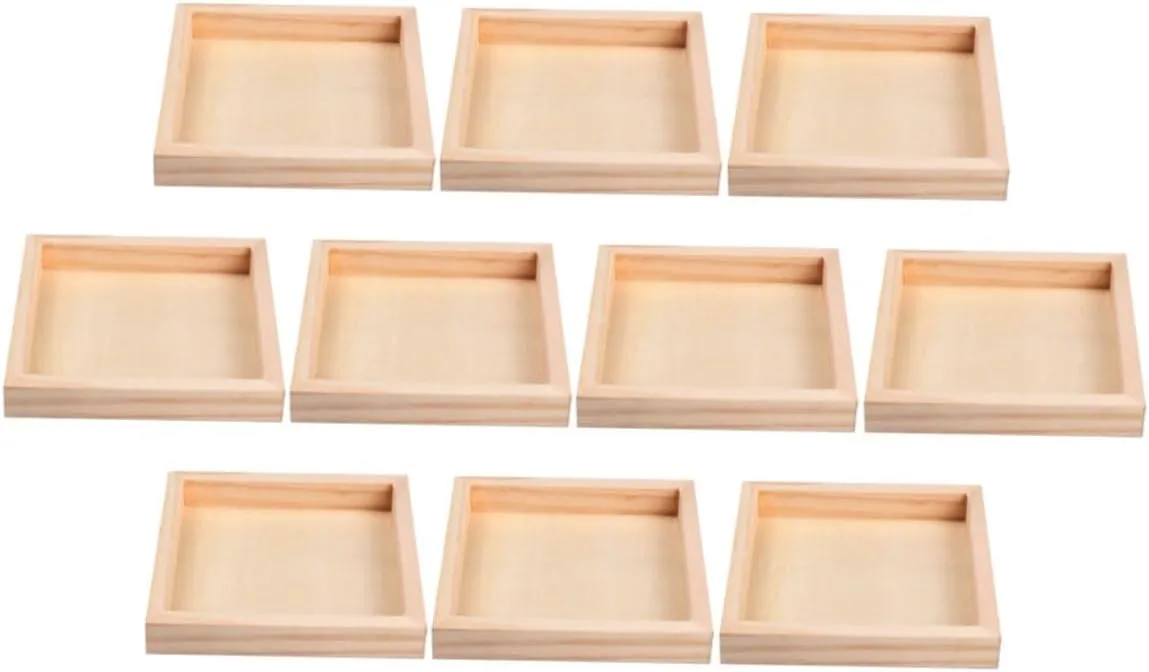 ABOOFAN 10Pcs Unfinished Tray for Block Puzzles Versatile Holder Organizer Sturdy Craftsmanship Easy to Clean for Home Storage and Puzzle Play