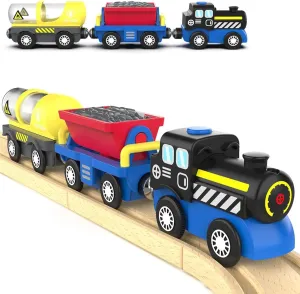 Accessories Battery Operated Locomotive Train, Engineering Fits All Train Set for Toddlers, Motor Powerful Toy for Wooden Railway System