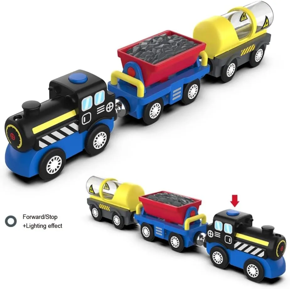 Accessories Battery Operated Locomotive Train, Engineering Fits All Train Set for Toddlers, Motor Powerful Toy for Wooden Railway System