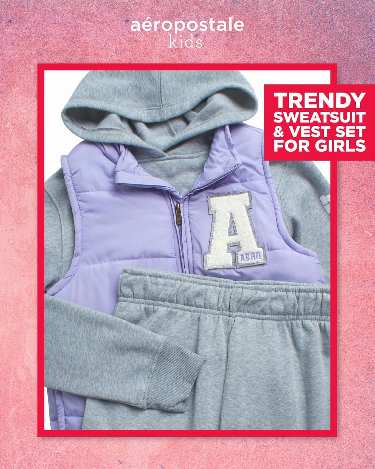 AEROPOSTALE Girls' Legging Set - 3 Piece Long Sleeve Shirt, Cargo Puffer Vest, and Flare Leggings with Applique Patches 4-12