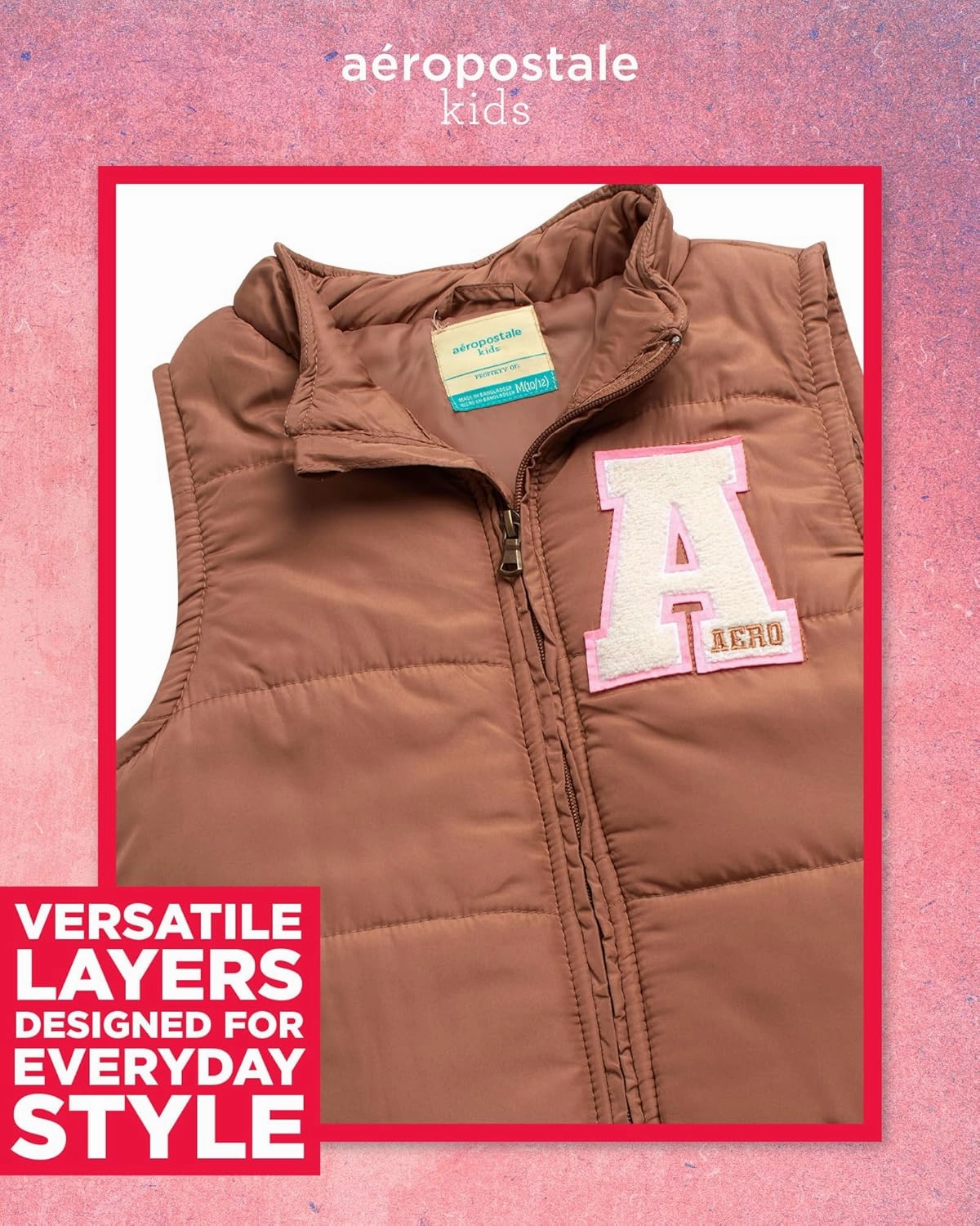AEROPOSTALE Girls' Legging Set - 3 Piece Long Sleeve Shirt, Cargo Puffer Vest, and Flare Leggings with Applique Patches 4-12