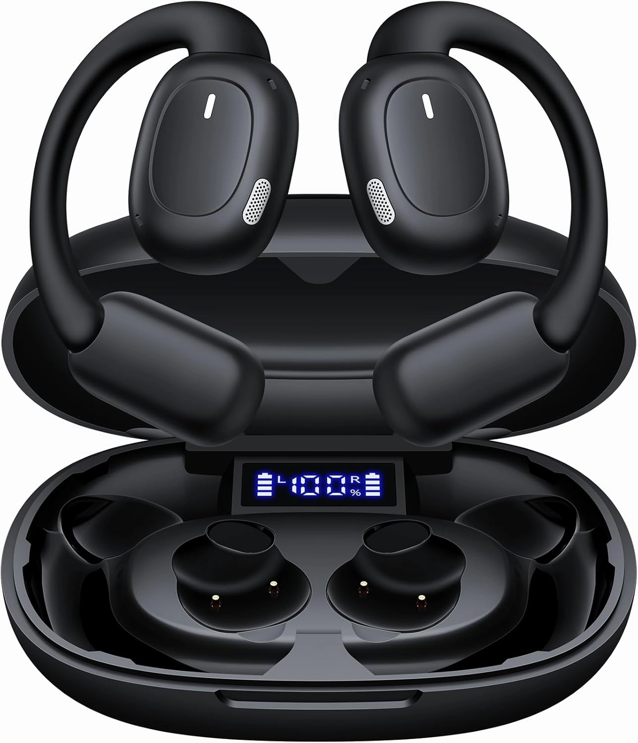 AI Translation Earbuds Real Time 164 Languages Translator Earbuds with 80H Play Time 3 in 1 Open-Ear Translation Headphones with Audio & Video Translation for Travel Business Meeting Learning (Black)