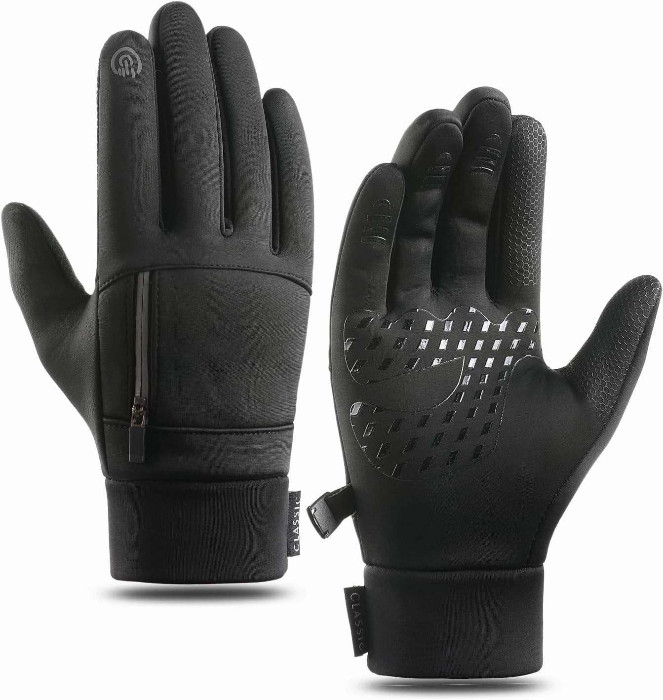 AIJIEKE Winter Gloves for Men, Cold Weather Gloves, Windproof Warm Gloves, Touch Screen Gloves, Waterproof Gloves for Work, Sports Running Gloves for Driving Fishing Cycling