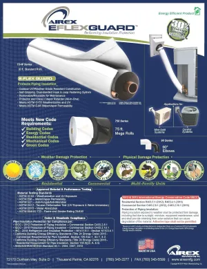 Airex Model 72E-W E-Flex Guard White Line Set Cover/Protector/Sleeve for 5/8", 3/4" or 7/8" Copper Tubing w/ 1/2" Wall Insulation (6 Feet) White Pipe Insulation Airex Flex Guard