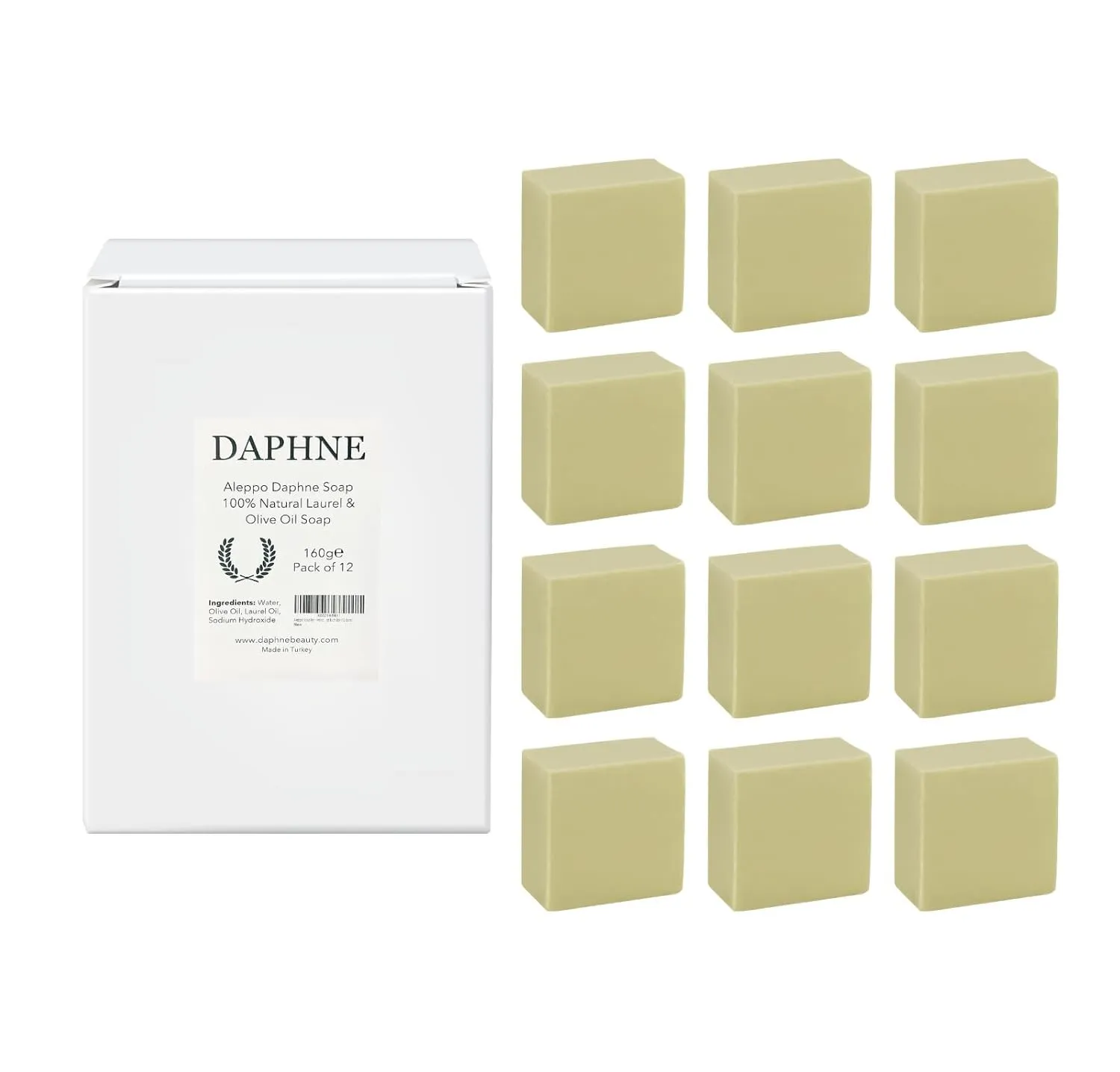 Aleppo Soap Bar - Handmade - 100% Pure Natural, Vegan with Olive Oil & Laurel, Body Soap, Face Soap,and Bath Soap, Detox Spa Soap Bar Gift Set 5.6 oz Each Bar (12 Bars)