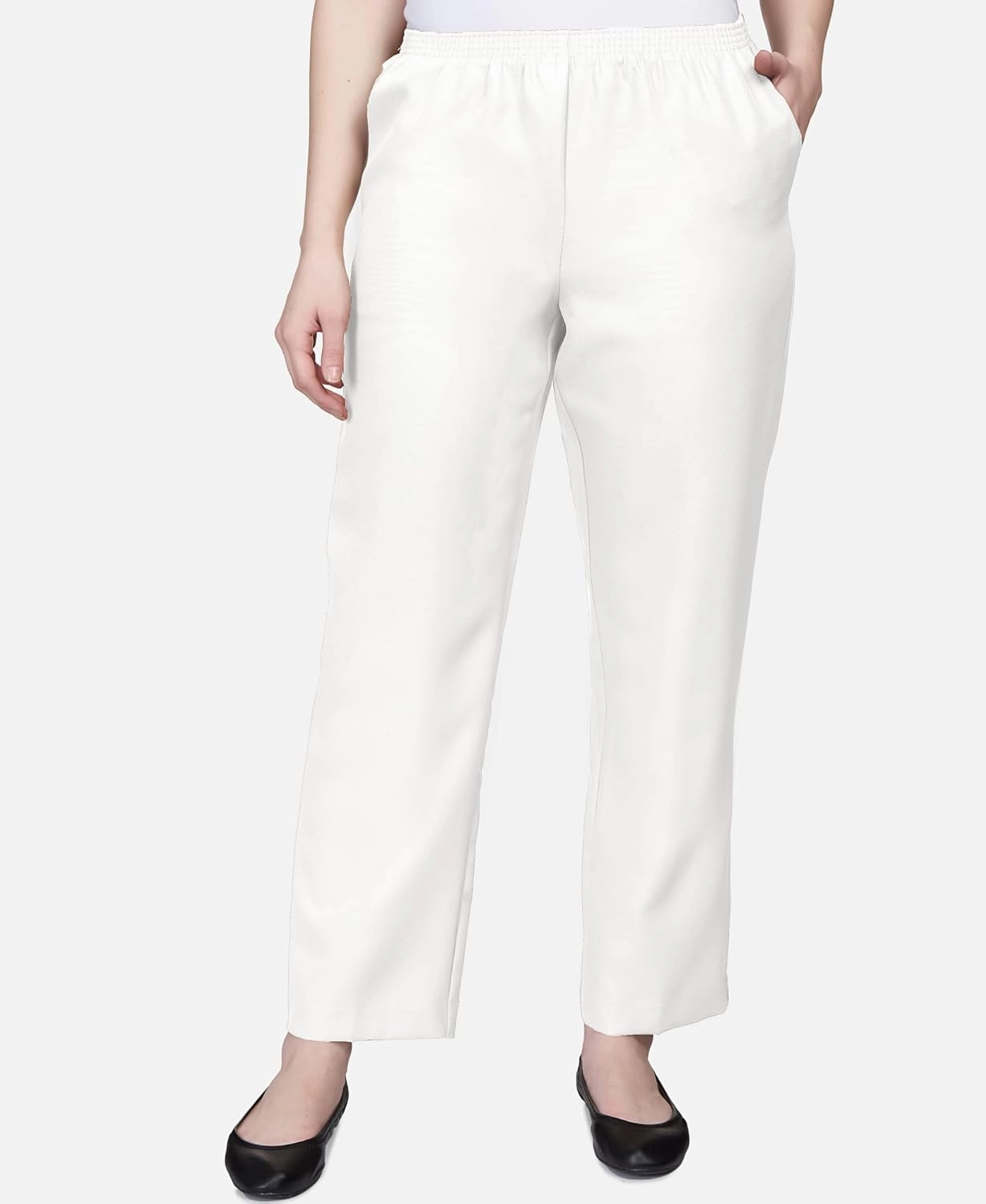 Alfred Dunner All Around Elastic Waist Polyester Short Petite Pants - Pull-On Style