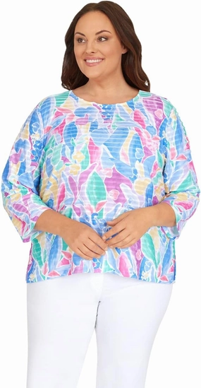 Alfred Dunner Classic Floral Polyester Top (as1, Alpha, 3X, Plus, Regular, Plus Size, Multi)