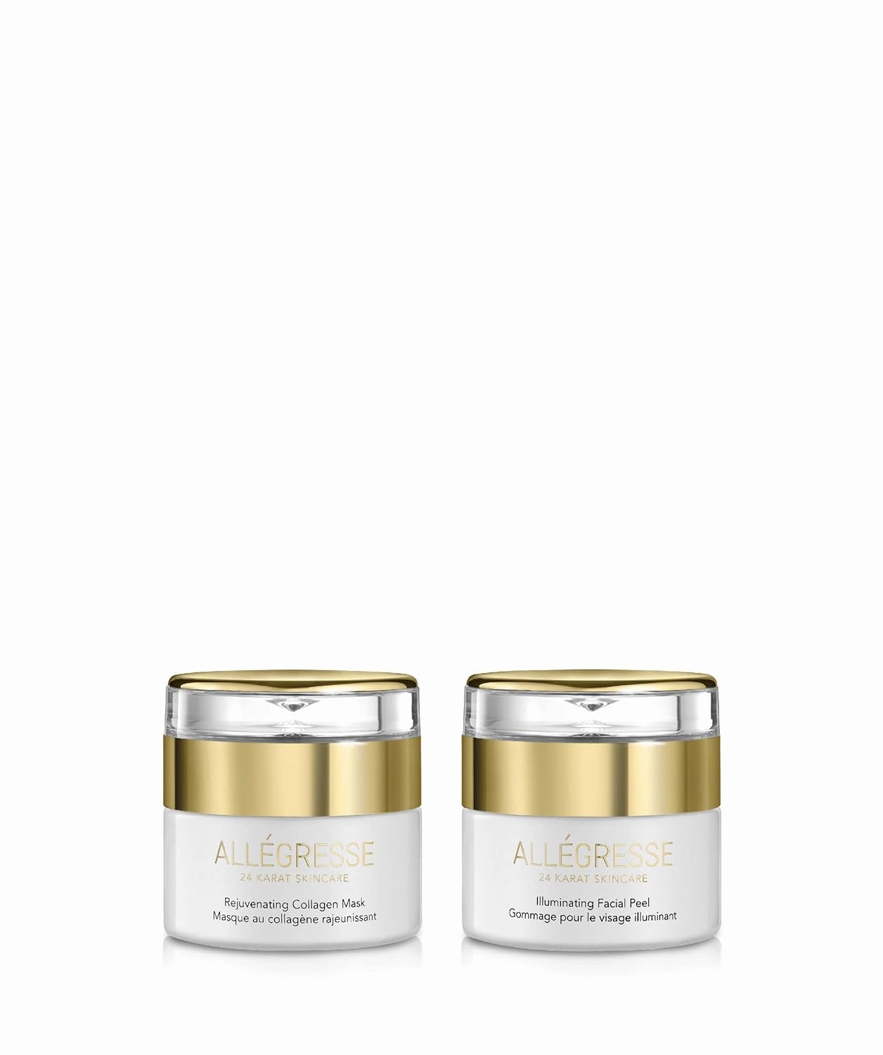 Allegresse 24 Karat Rejuvenate Illuminate Facial Peel and Collagen Mask | Reducing Lines and Wrinkles | Smooth Texture & Glowing Finish | For All Skin Types | 2 Piece Set