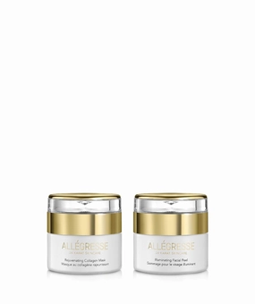 Allegresse 24 Karat Rejuvenate Illuminate Facial Peel and Collagen Mask | Reducing Lines and Wrinkles | Smooth Texture & Glowing Finish | For All Skin Types | 2 Piece Set