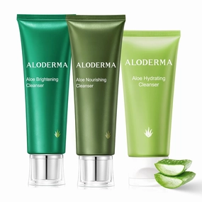 Aloderma Aloe Cleanser Set, 3 Pieces - Hydrating Cleanser, Firming Cleanser, Brightening Cleanser