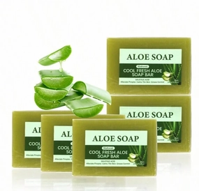 Aloe Vera Essential Oil Soap Bars, Natural Handmade Bath Bar, Plant-Based, 4-Piece Set