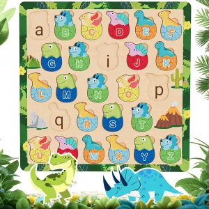 Alphabet Learning Wooden Alphabet Puzzles ABC Dinosaur Puzzles Words Spelling Games Toys Letter for Toddlers Girls Toys