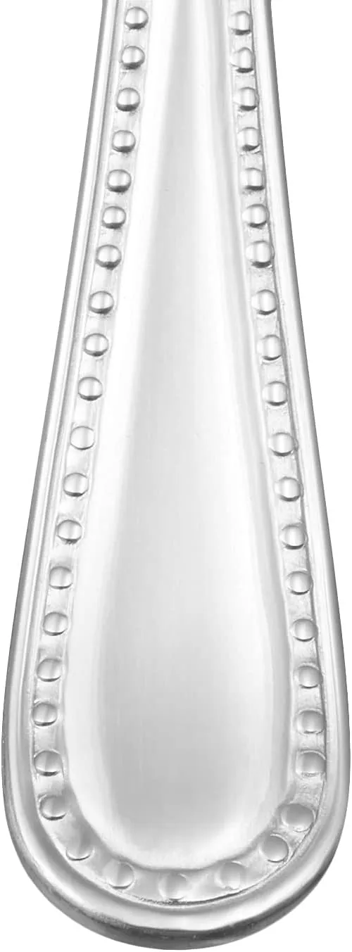 Amazon Basics Silverware Set, Stainless Steel Flatware, Dishwasher Safe, Service for 4, 20-Piece Forks and Spoons, Pearled Edge