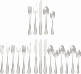 Amazon Basics Silverware Set, Stainless Steel Flatware, Dishwasher Safe, Service for 4, 20-Piece Forks and Spoons, Crown Edge
