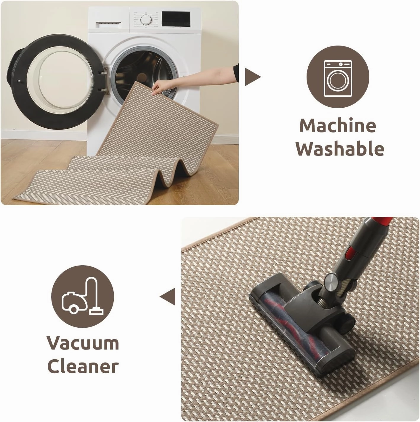 AMOAMI Kitchen Mats for Floor, Kitchen Rugs Non Slip Machine Washable, Kitchen Runner Rugs Non Skid Super Absorbent Dirt Resist in Front of Sink Standing Mat, 20"x70" Brown