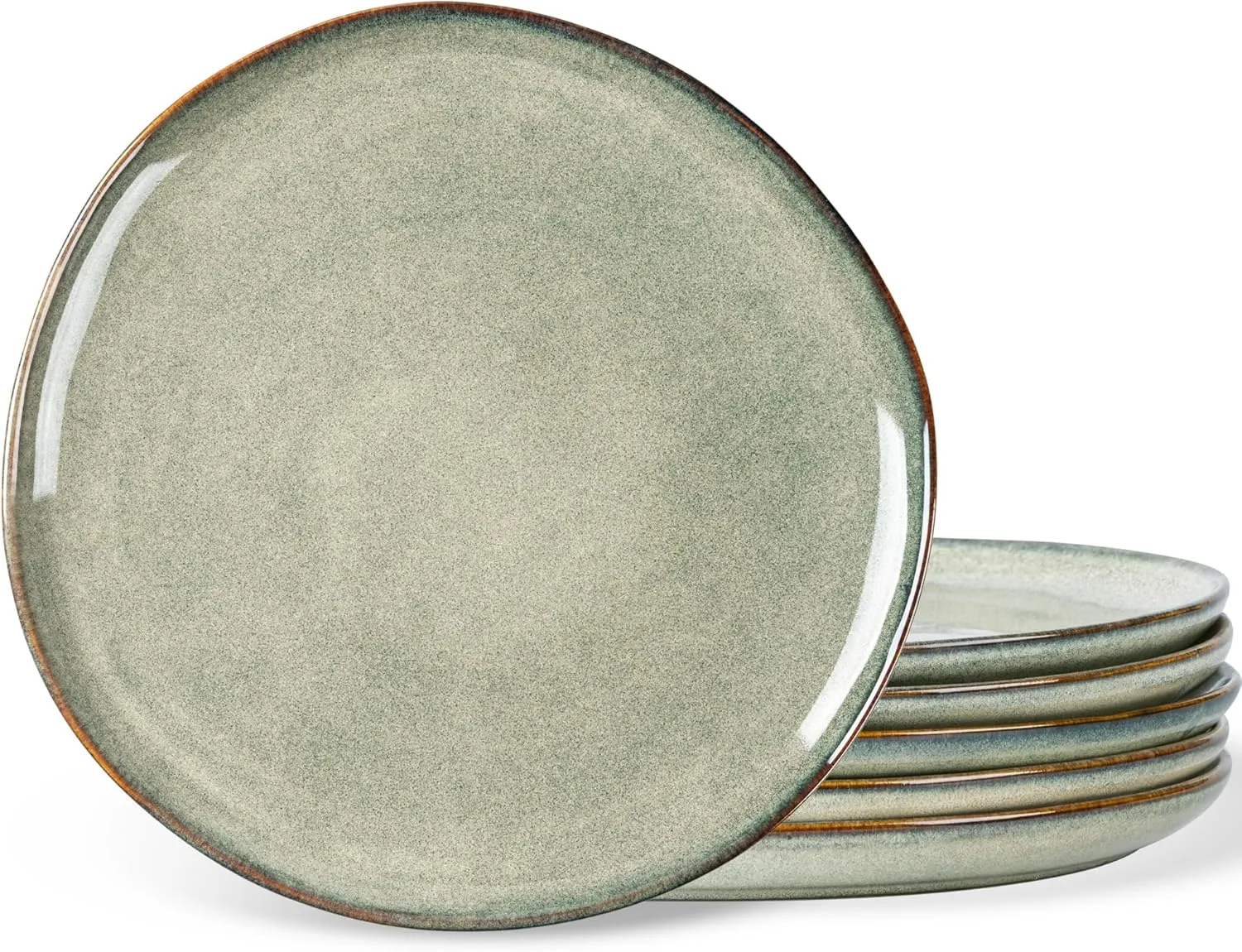 AmorArc Ceramic Dinner Plates Set of 6,10.5 Inch Handmade Reactive Glaze Stoneware Plates,Rustic Shape Dinnerware Dish Set for Kitchen,Microwave & Dishwasher Safe,Scratch Resistant-Reactive Color