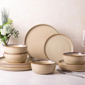 AmorArc Stoneware Dinnerware Sets,Round Reactive Glaze Ceramic Plates and Bowls Sets,Highly Chip and Crack Resistant | Dishwasher & Microwave Safe Dishes,Service for 6 (18pc)