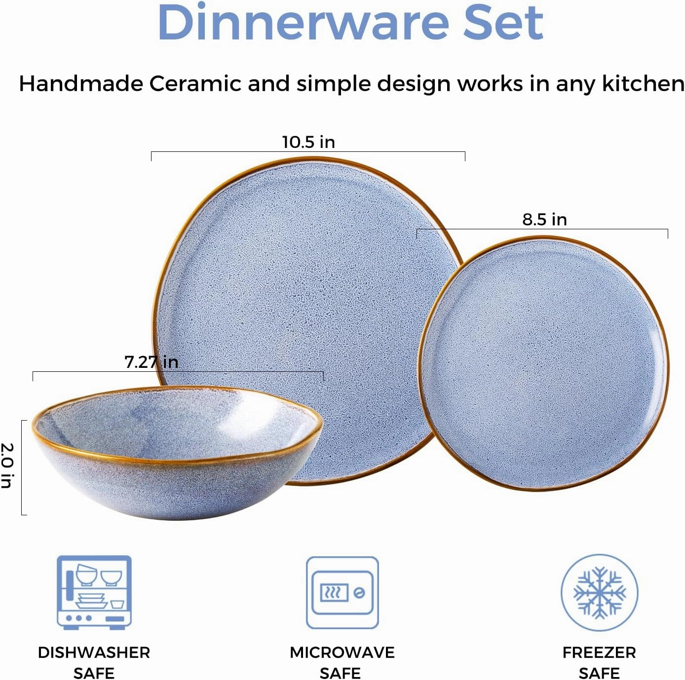AmorArc Ceramic Dinnerware Sets,Handmade Reactive Glaze Stoneware Plates and Bowls Set,Highly Chip and Crack Resistant Dishes | Dishwasher & Microwave Safe Dishes Set, Service for 6 (18pc)