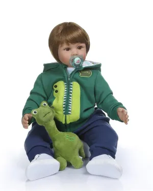 Anano 24 Inch Realistic Toddler Dolls Boy Lifelike Reborn Baby Dolls 60CM Baby Boy Dinosaur Clothes