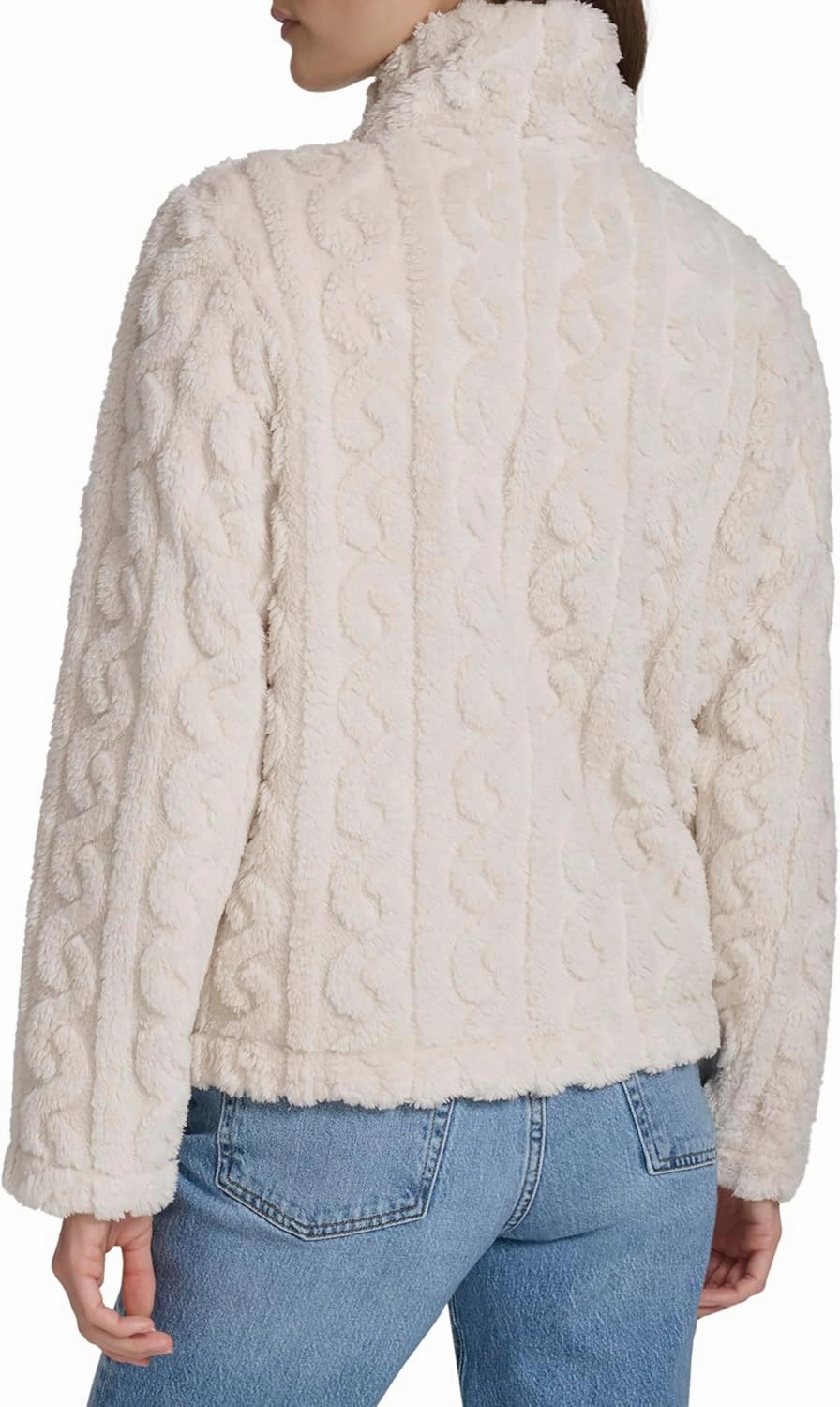 Andrew Marc Women's Quilted Design Front Pockets Cable Knit Jacket