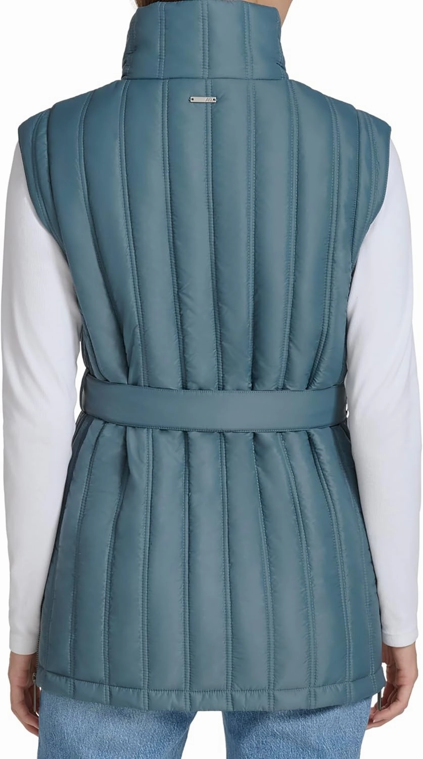 Andrew Marc Women's Self Tie Quilted Tunic Length Vest