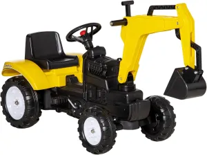 Aosom Kids Ride On Excavator, Pedal Digger, Construction Truck with Horn for Kids and Toddlers 3 , Yellow