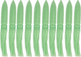 aqxreight 10 Pcs Squid Lure 30cm Silicone Fishing Supplies Lifelike Luminous Squid Skirt Fishing Bait with Hook Green