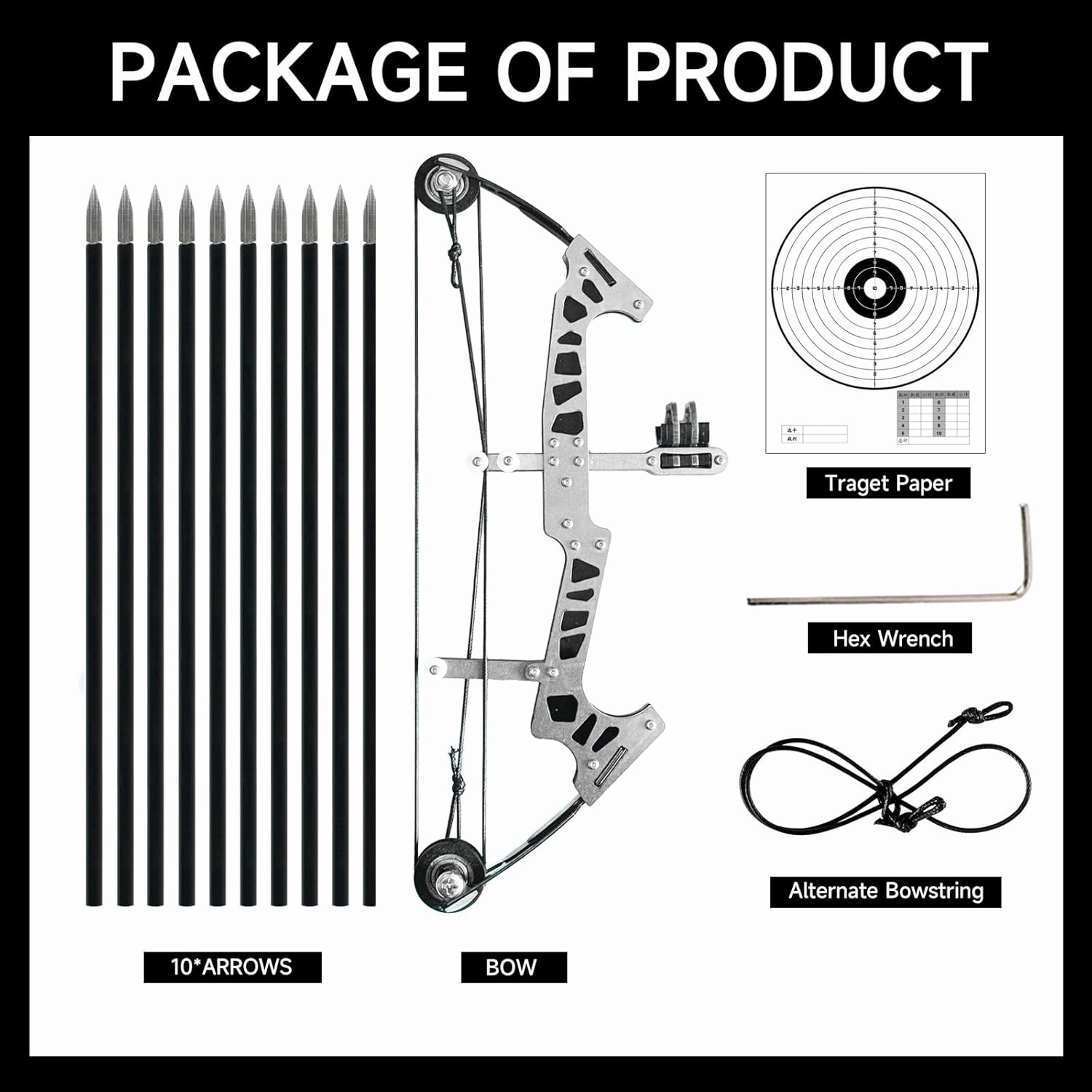 Archery Bow Set Left and Right Hand Compound Bow Hunting Bow Metal Material Catapult RH/LH for Practice Archery