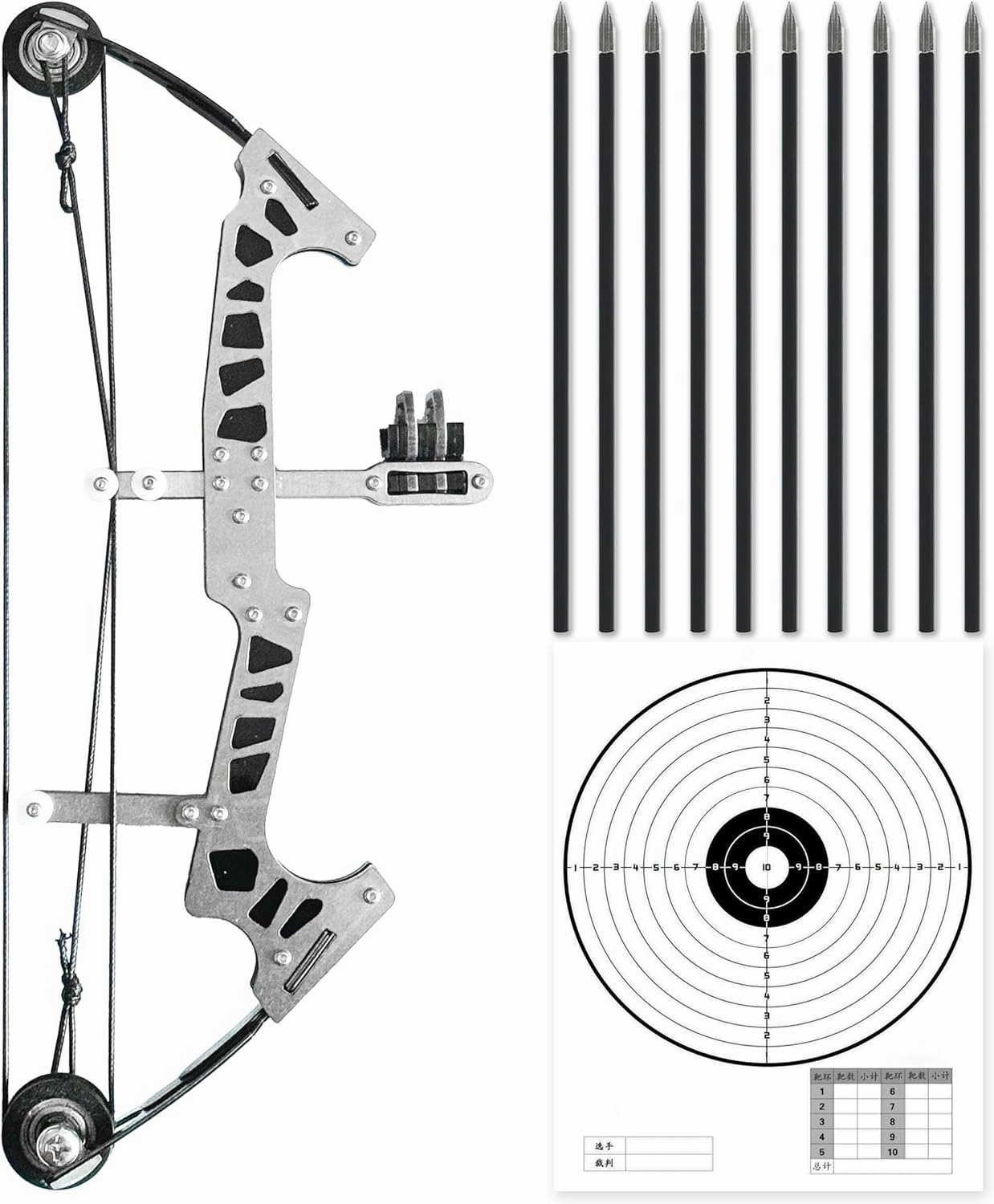 Archery Bow Set Left and Right Hand Compound Bow Hunting Bow Metal Material Catapult RH/LH for Practice Archery