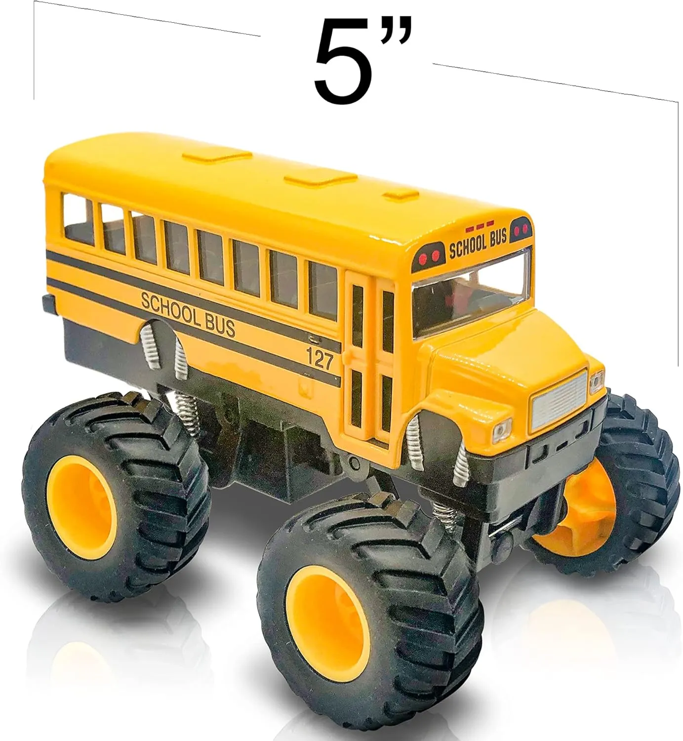 ArtCreativity 5-Inch Diecast Monster School Bus – Pullback Mechanism Toy Truck with Big Wheels, Play Vehicle Gift for Boys