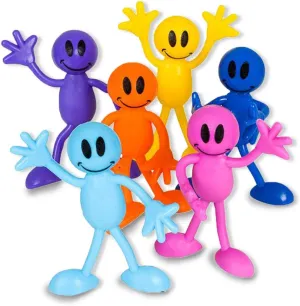 ArtCreativity Bendable Smile Figures, Set of 12 Smile Face Flexible Men, Birthday Party Favors for Boys and Girls, Stress Relief Fidget Toys for Kids and Adults, Easter Basket Stuffers, Piñata Fillers