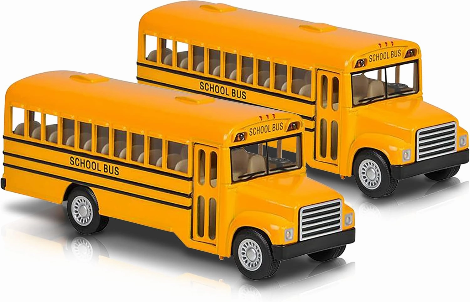 ArtCreativity 5 Inch Pull Back School Bus Toy - Set of 2 - Includes 2, 5 Inch Classic School Bus - Diecast Playset with Pull Back Mechanisms - Great Gift Idea for Boys and Girls