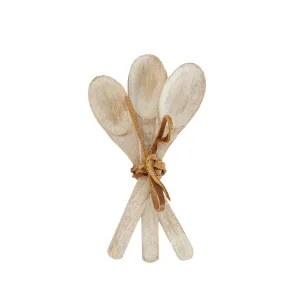 ASHTON SET OF 3 WHITEWASH WOOD SERVING SPOONS, LEATHER TIE (MIN 3)