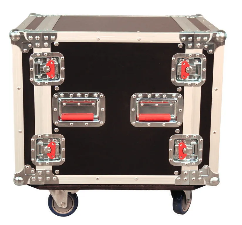 ATA Style 10-Space Rack Road Case with Locking Caster Board