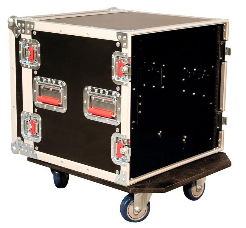 ATA Style 10-Space Rack Road Case with Locking Caster Board