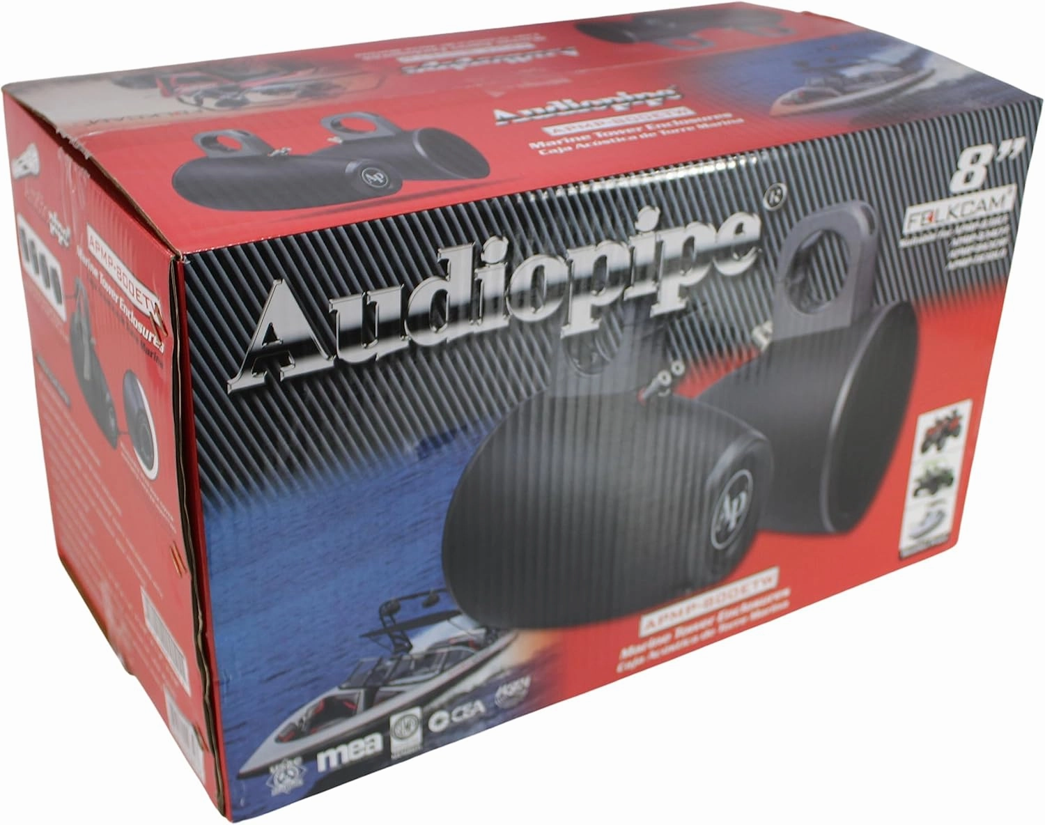 Audiopipe APMP-800ETW 8-Inch Compact Multi Purpose Directional Stereo Speaker Enclosure for Car Audio, Marine, UTV, and ATV Sound System, Black (Pair)