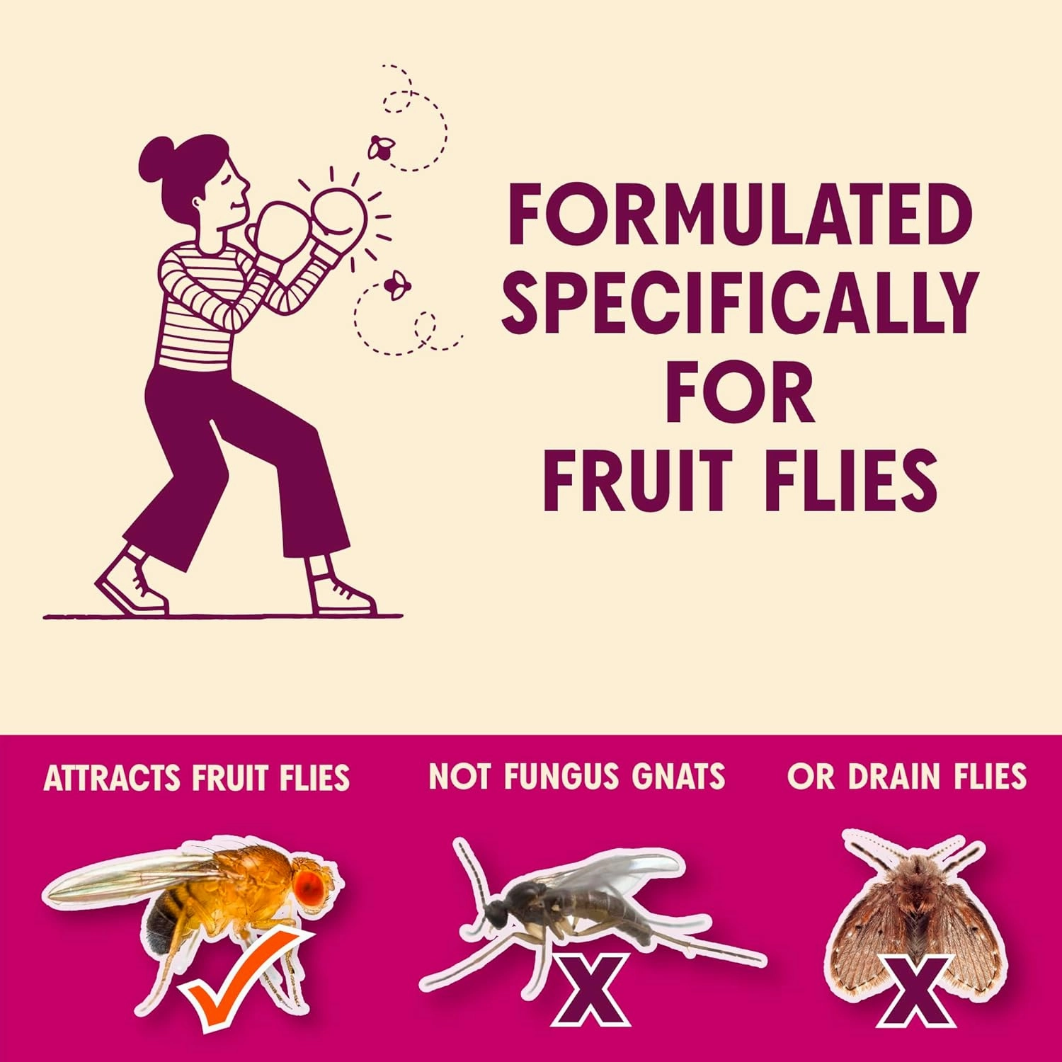 Aunt Fannie's FlyPunch Fruit Fly Trap for Indoor and Kitchen Use, Ready to Use, Made with Plant Based Ingredients, Safe Near Food, Long Lasting, 32 oz Refill, Packaging May Vary