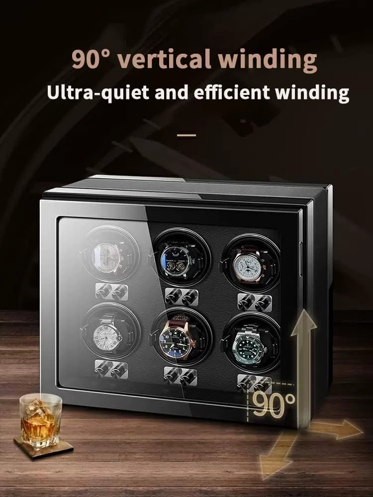 Automatic Watch Winder With Quiet Motor Flexible Watch Pillows For 2 3 4 6 9 Watches Luxury Mechanical Watch Storage Case With LED Lights Watch Box Organizer