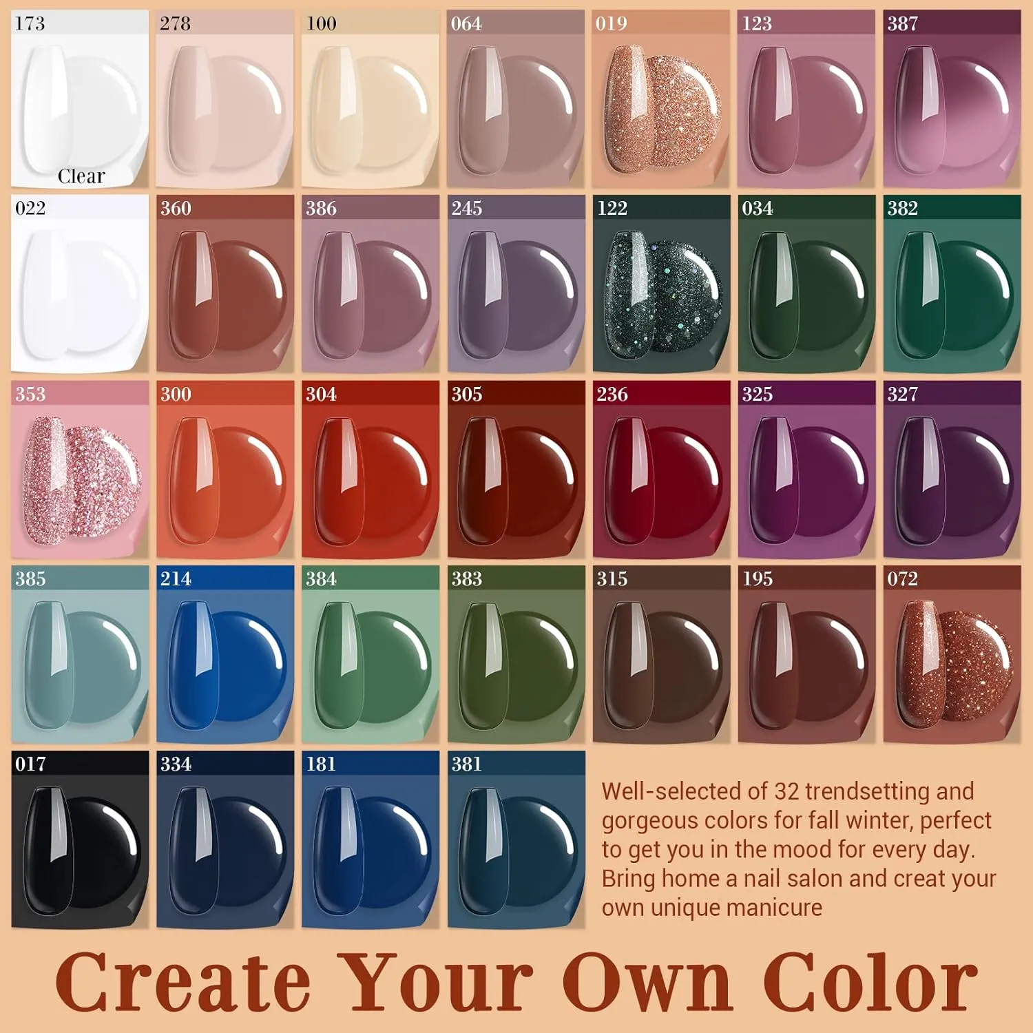 AZUREBEAUTY 42Pcs Dip Powder Nail Kit Starter, 32 Colors All Season Set Green Nude Brown Blue Dipping Powder Set with Top/Base Coat & Recycling Tray for French Art Manicure Salon