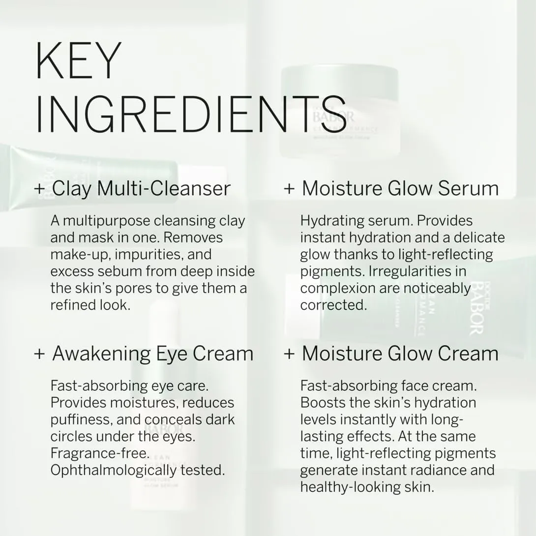 BABOR DOCTOR Cleanformance Pre & Probiotic Moisture Glow Routine Set, Moisture Glow Cream & Serum, Moisturizing Face Cream with Hyaluronic Acid & Vitamin E, Radiant Results Skincare Set