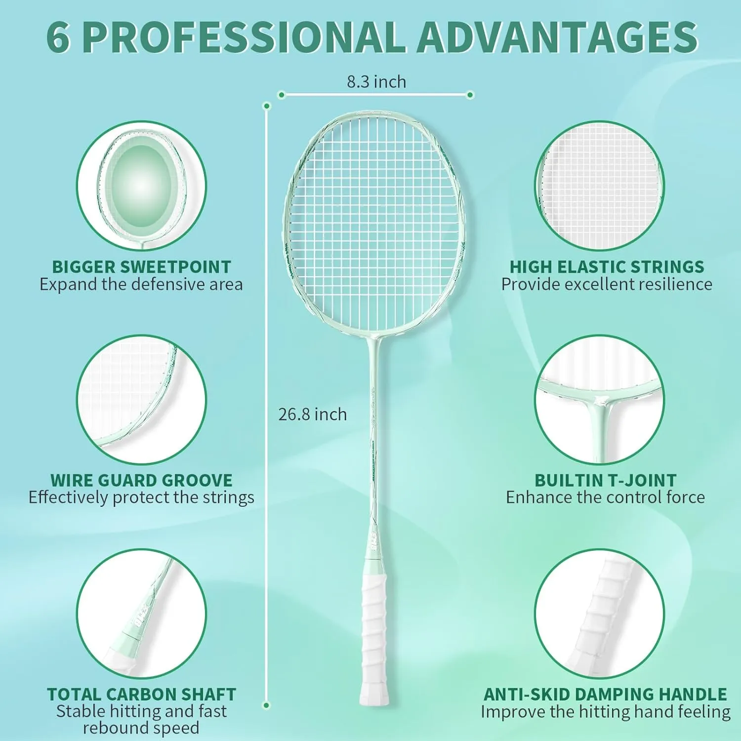 Badminton Racket Set with 2 Carbon Fiber Rackets, 3 Shuttlecocks, 2 Replacement Racket Grip Tapes and 1 Badminton Bag - Perfect for Beginners & Outdoor Games 4U