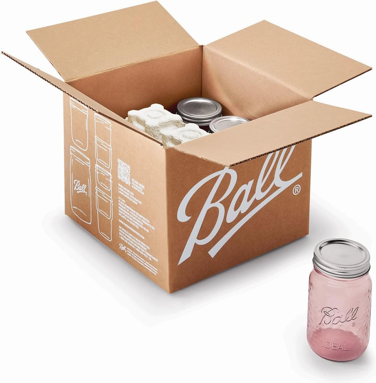 Ball Jar Rose Vintage Regular Mouth Quart Canning Jars, 4-Pack, 4 Pack