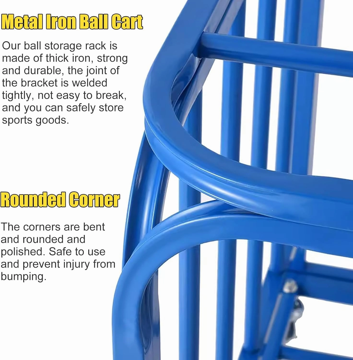 Ball Storage Cart with Wheels, Heavy Duty Rolling Organizer for Sports Equipment - Lockable Stackable Cage with Lid for School/Gym, Metal Rack for Basketballs Footballs